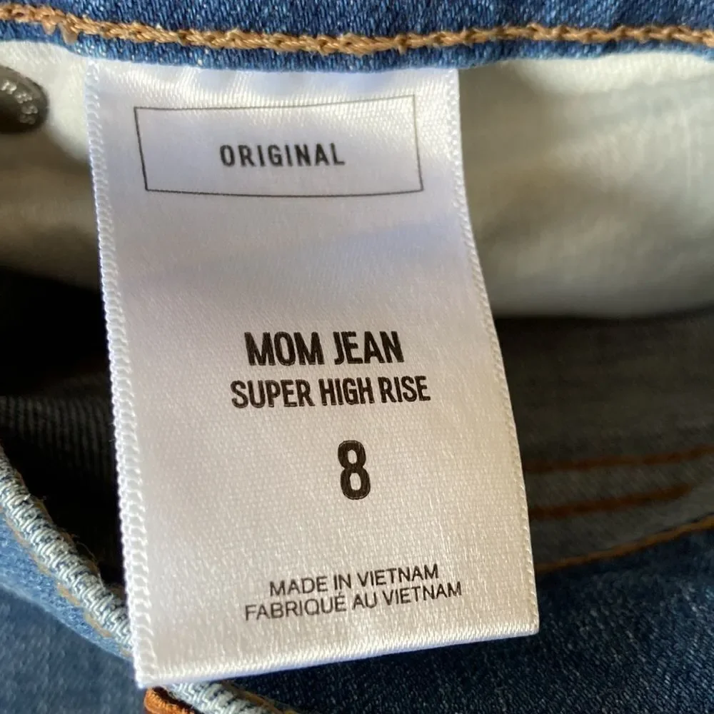 New Express Paint Splatter Super High Rise 12” Mom Jeans Size 8 - Picture 13 of 14